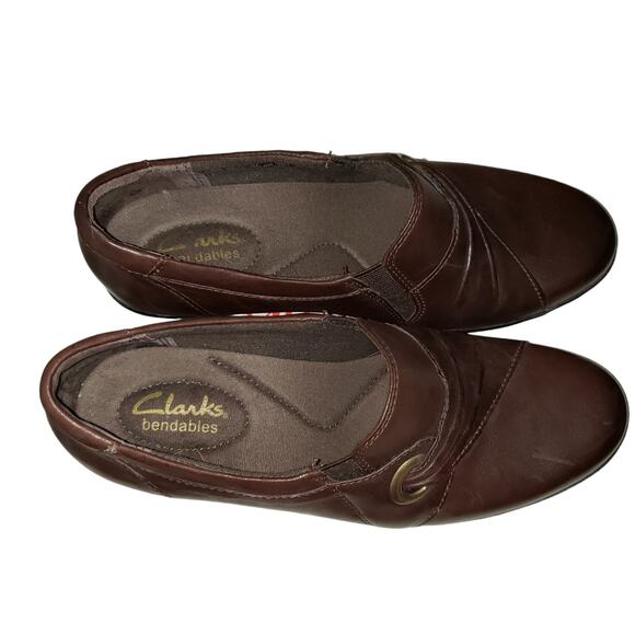 2/20 Clarks Bendables Womens Wish Trance Brown Leather Clogs Booties Shoes - Picture 9 of 9